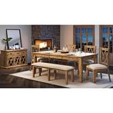 Telluride 6 Piece Dining Set in Distressed Pine & Neutral Fabric